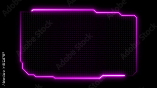 HUD, UI, GUI futuristic user interface screen animation. High tech screen for video game. Neon hologram screen overlay. Sci-fi concept design. Callouts title icon. Modern banner, frame of lower third