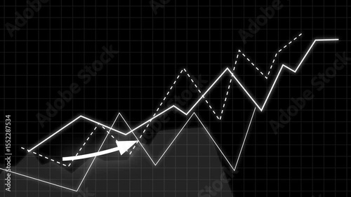 Finance and money 3D rendering. Business growth concept in allusive graph chart showing marketing sales profit increasing to future target . Better financial status of corporate business rise up  