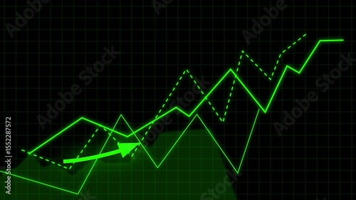 Finance and money 3D rendering. Business growth concept in allusive graph chart showing marketing sales profit increasing to future target . Better financial status of corporate business rise up  