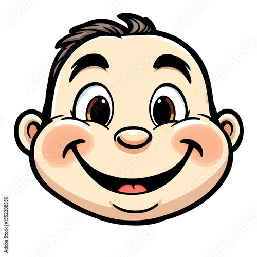 Joyful Baby Face Cartoon Vector Sticker Design for Kids and Parents