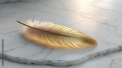 Golden Feather on Marble – Minimal Elite Aesthetic