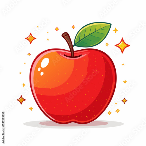 Pomme rouge réaliste en style 3D low poly pour design nature