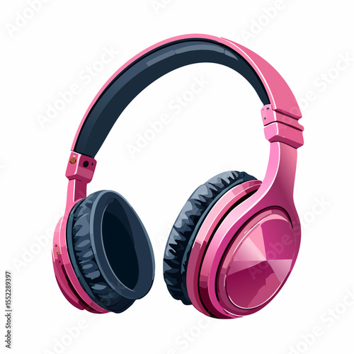 Casque audio rose moderne pour interfaces musicales et apps