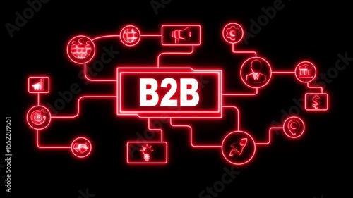 Neon line B2B Business company commerce technology marketing concept. Business sale profit or re marketing success idea.