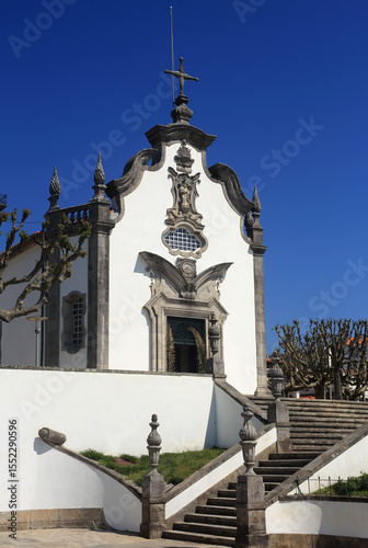 Portugal, Minho Region, Viana do Castelo, the Chapel of Our Lady of Sorrows - Nossa Senhora da Agonia. A beautiful 18th century granite and whitewash baroque church. 