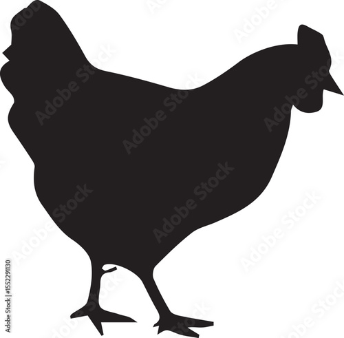Chicken Silhouette Collection - Farm Animal Vector Set (Rooster, Hen, Chick Outline Illustrations) - Poultry, Agriculture & Countryside Clipart