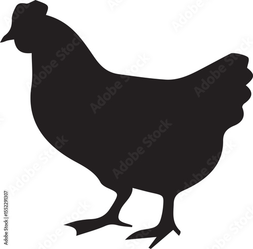 Chicken Silhouette Collection - Farm Animal Vector Set (Rooster, Hen, Chick Outline Illustrations) - Poultry, Agriculture & Countryside Clipart