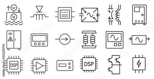 Collection of electronic components and devices, including a power supply, a capacitor, a resistor, and a transistor