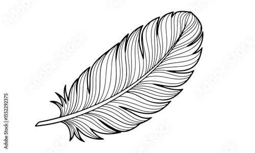 A Series for Alleviating Sadness and Treating Depression :
(87) Bird Feather: Line Art for Freedom, Lightness, and Natural Beauty (for Coloring)