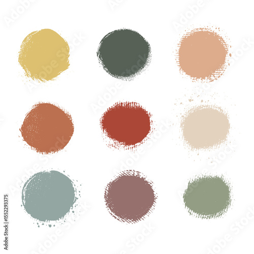 Round brush strokes vector. Painted rounds collection. Grunge text boxes or textured backgrounds set.