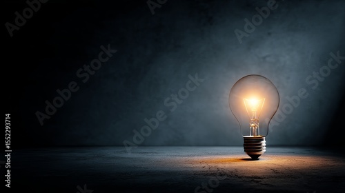Glowing Lightbulb on Dark Background Inspiration Idea Concept Bright Illumination Energy Efficiency Innovation Technology Modern Design Creative Thinking Problem Solving Success   