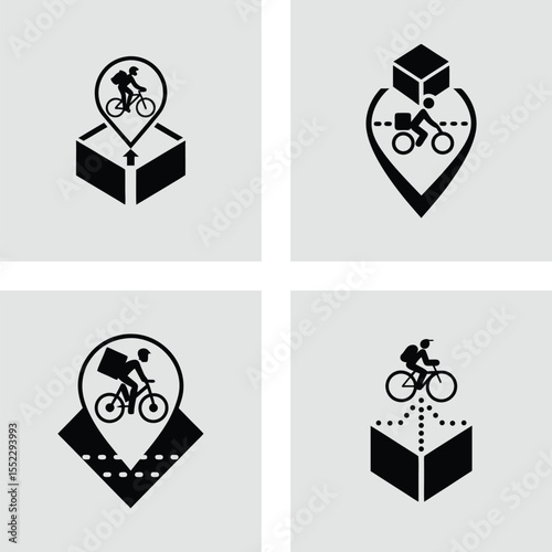 Fast and Reliable Bicycle Delivery Service Location-Based Icons