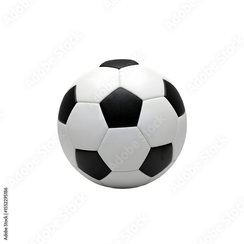 A classic soccer ball with black pentagons and white hexagons, isolated on a Transparent background.

