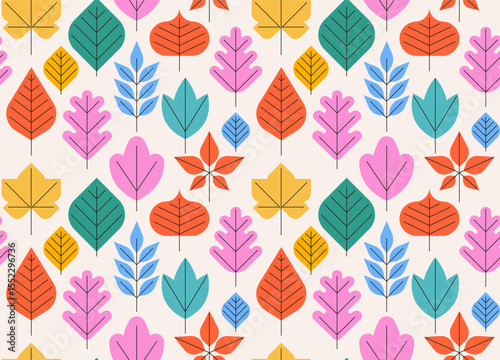 Autumn leaves seamless pattern. Colorful wrapping paper design.