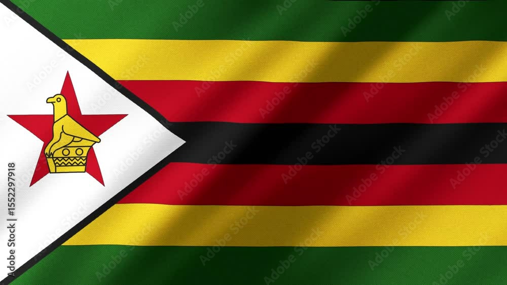 flag of Zimbabwe 4k footage 60 FPS