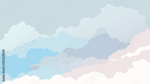 Abstract illustration of clouds in pastel colors suitable for various design projects