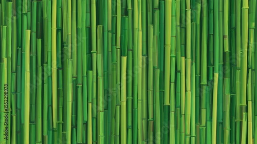 Lush green bamboo forest with vertical stalks. Neural network AI generated