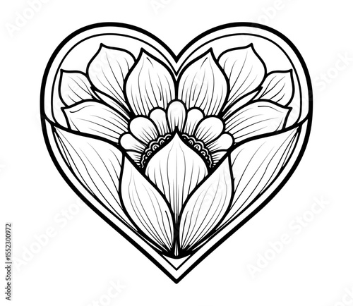 A Series for Alleviating Sadness and Treating Depression :
(83)  Blooming Lotus Heart: Line Art for Love, Growth, and Inner Peace (for Coloring)