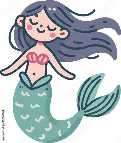 かわいい人魚のイラスト
