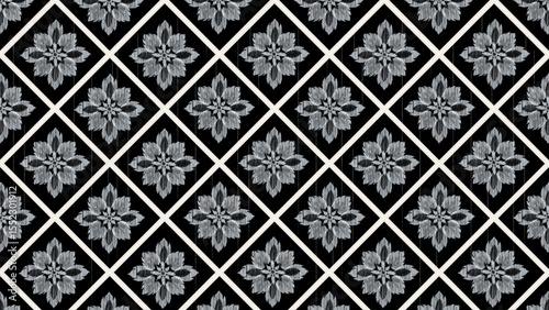Seamless black floral ethnic ikat texture  design. textile fashion pattern line ikat seamless pattern and batik fabric texture asian background wallpaper geometry indian. Ethnic abstract ikat art .