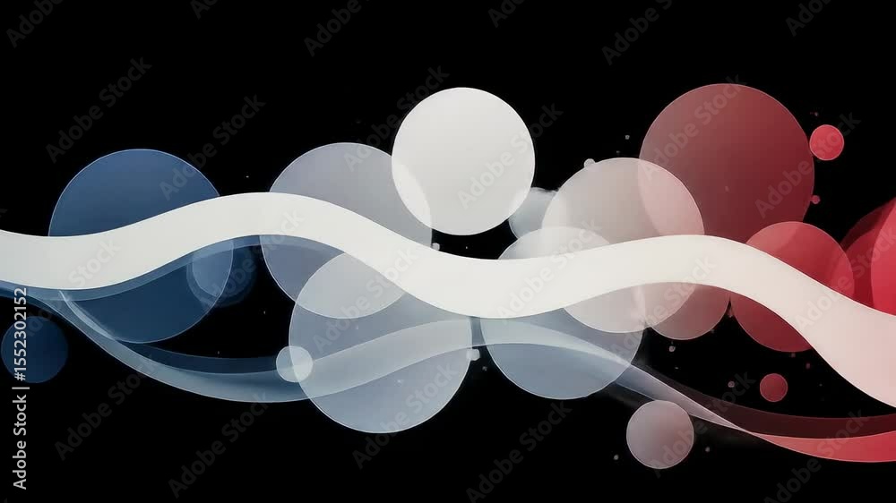 Fête nationale fond abstrait animé et éphémère avec des cercles bleu, blanc et rouge, parfait pour un design festif et une bannière animée

