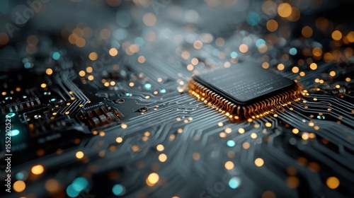 High-tech Microchip on Circuit Board