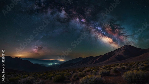 Starry Milky Way Galaxy Above Majestic Mountains