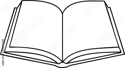 Open book line art vector illustration of blank pages for reading or writing concept design 