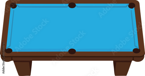 Pool table with blue felt and brown frame for billiards game equipment and leisure activities indoors 