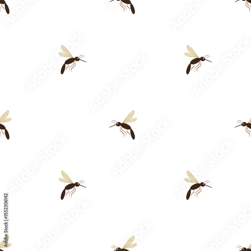 Mosquitoes, gnats seamless pattern. Abstract and minimalist pattern. Hand drawn Insects pattern