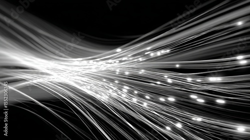 Abstract White Light Streaks Dynamic Flowing Lines Elegant Swirling Design Modern Technology Background Digital Art Futuristic Shiny Glowing Fiber Optics Network Connection High   