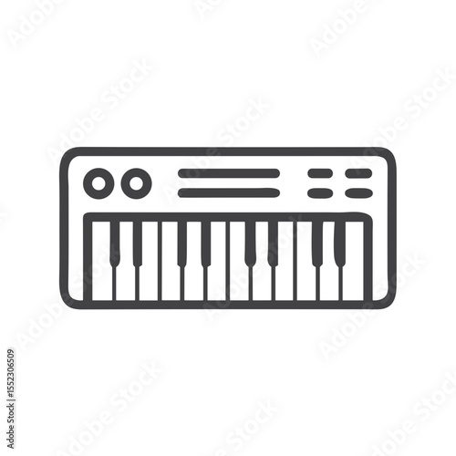 Musical Keyboard Synthesizer Icon for Music Production Apps, Audio Software Websites, Digital Instrument Catalogs and Music Education Resources