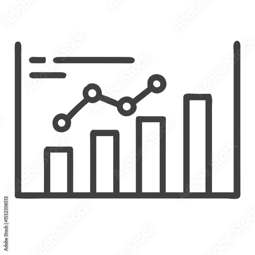Data Analytics Dashboard Growth Chart Icon for Business Intelligence Software, Marketing Reports, Financial Analysis Tools and Corporate Performance Metrics