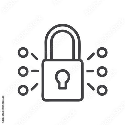Cybersecurity Network Lock Icon for Digital Protection Services, IT Security Blogs, Data Privacy Education and Network Security Marketing Materials