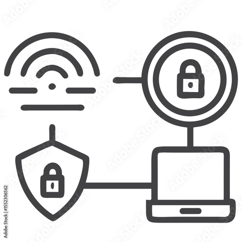VPN Security Connection Icon for Network Protection, Privacy Solutions, Cybersecurity Applications, and Remote Work Resources
