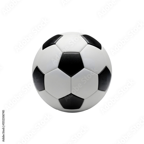Classic Black and White Soccer Ball Isolated on Transparent Background.
