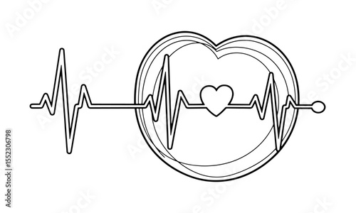 A Series for Alleviating Sadness and Treating Depression :
(76) Heartbeat and Lifeline: Line Art for Love, Health, and Therapeutic Coloring