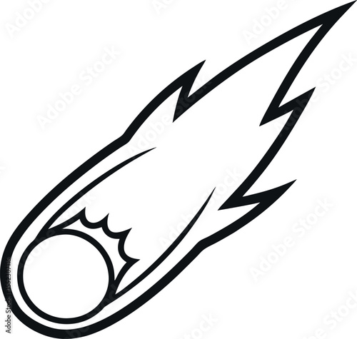 Meteor Comet Outline Vector Icon