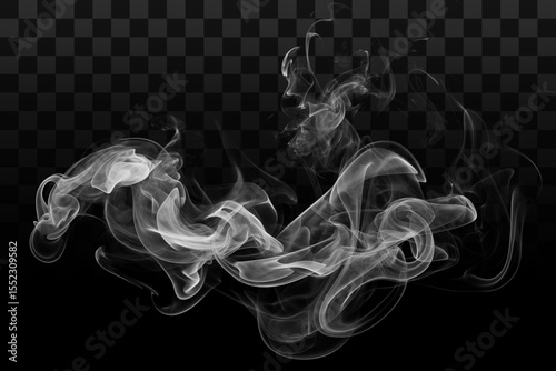 Abstract white smoke (fog) texture on transparent background
