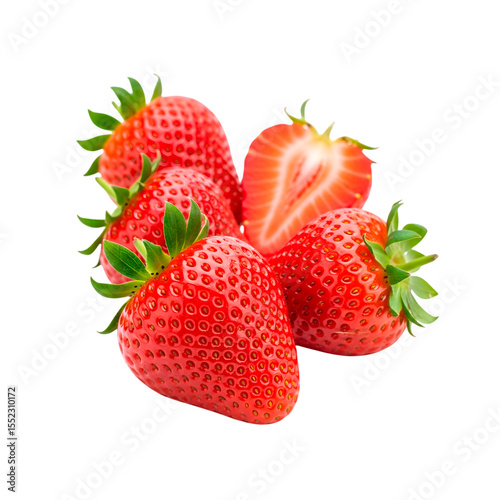 Fresh Juicy Strawberries on Transparent Background – Perfect for Food Blogs and Summer Recipes.
