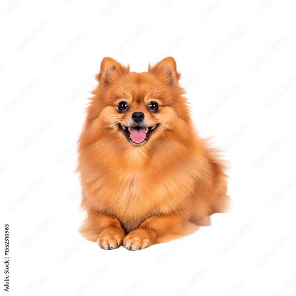 Obraz premium Happy Pomeranian Dog Smiling On Transparent Background. 