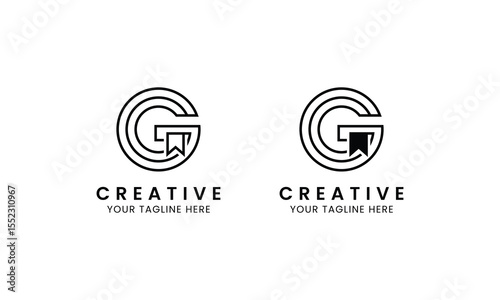 Minimalist letter G book logo for education, book store and library
