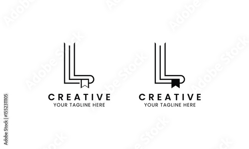 Minimalist letter L book logo for education, book store and library