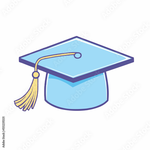 Flat vector icon of graduation cap with tassel in pastel tones. Great for certificates, school visuals, event invitations, and educational branding