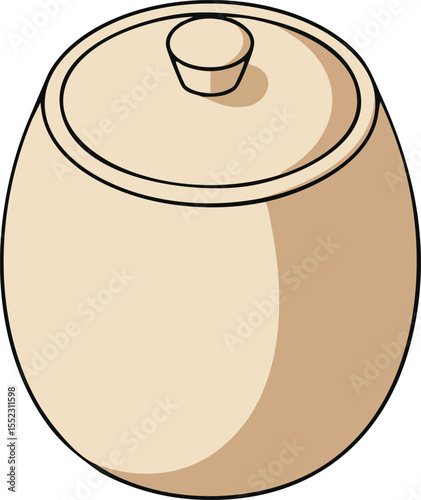 Ceramic jar with lid simple beige colors kitchen storage container vector illustration 