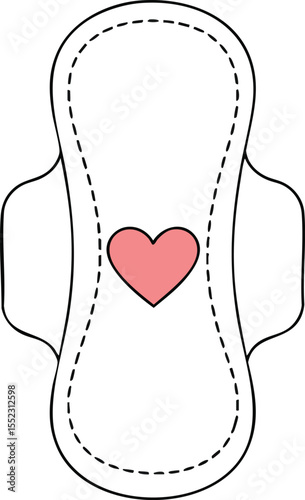 Menstrual pad with pink heart symbol feminine hygiene and health care vector illustration design 