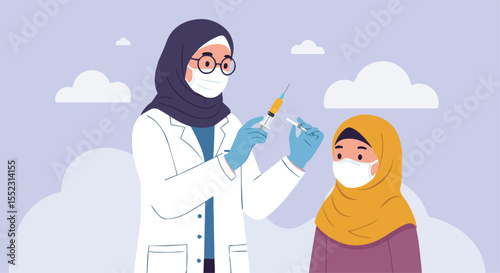 Doctor Administering a Vaccine to a Woman in a Medical Setting