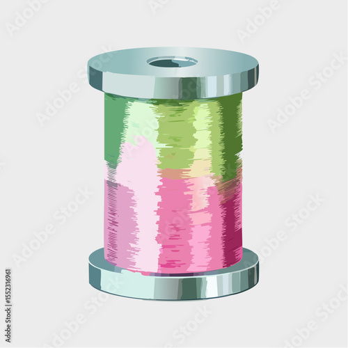 holo-thread spool silhouette with chrome base and rose lime coils
