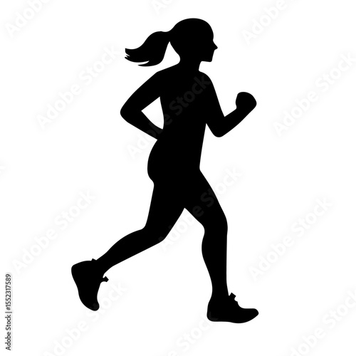 Running Silhouettes Set - Black & White Vector Athletes in Motion (Sprint, Marathon, Jogging Poses) - Sport & Fitness Outline Illustrations
