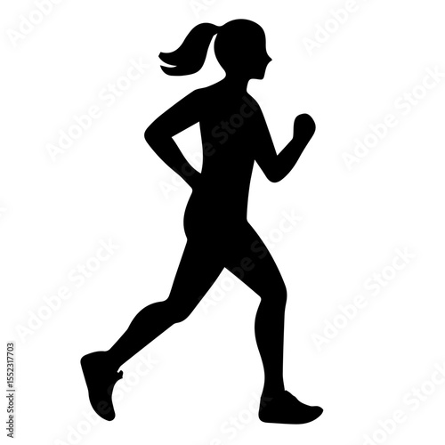 Running Silhouettes Set - Black & White Vector Athletes in Motion (Sprint, Marathon, Jogging Poses) - Sport & Fitness Outline Illustrations